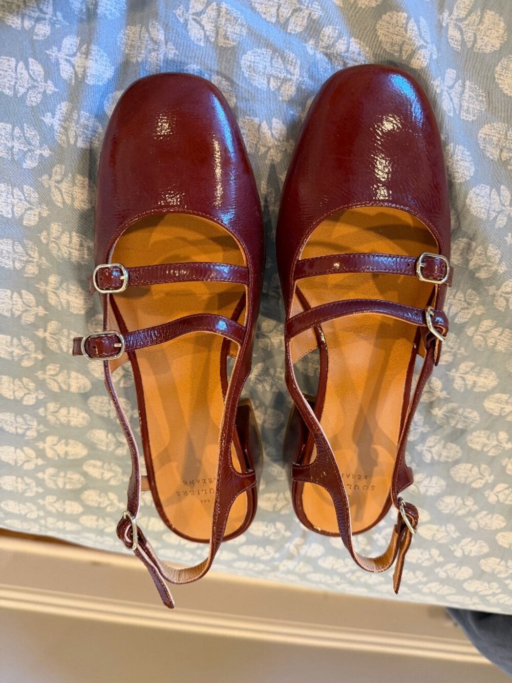 Sézane Paula Babies Patent Burgundy Mary Janes EU 39 / US 8 Never Worn